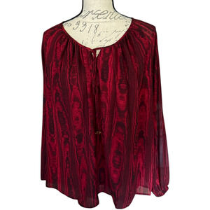 Michael Kors Red Long Sleeve Peasant Blouse Shirt Size Small